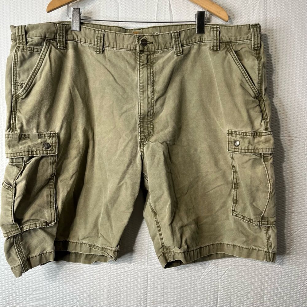 Carhartt Faded Khaki Green Canvas Cargo Shorts Size 50